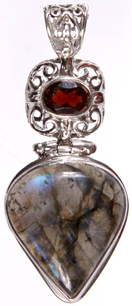 Labradorite with Garnet Pendant