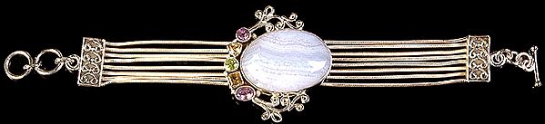 Lace Agate Bracelet with Amethyst, Citrine and Peridot