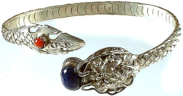 Lapis Lazuli & Coral Dragon Bracelet