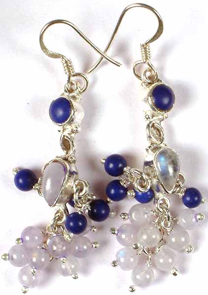 Lapis Lazuli & Rainbow Moonstone Earrings