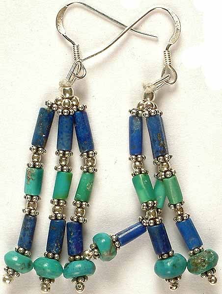 Lapis Lazuli & Turquoise Beaded Earrings