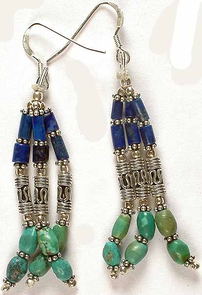Lapis Lazuli & Turquoise Beaded Earrings