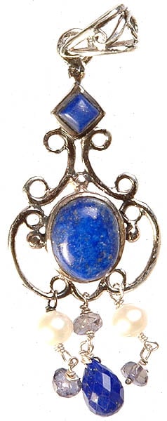 Lapis Lazuli, Amethyst and Pearl Pendant