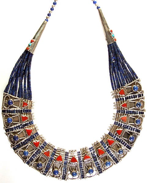 Lapis Lazuli and Coral Beaded Necklace