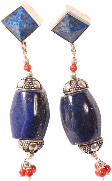 Lapis Lazuli and Coral Earrings