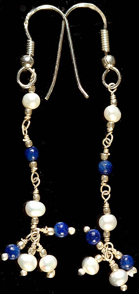 Lapis Lazuli and Pearl Earrings