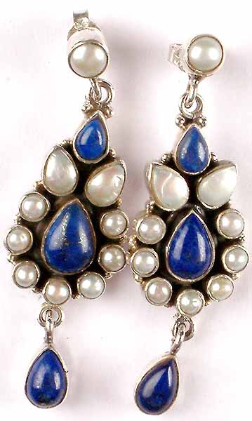 Lapis Lazuli and Shell Earrings