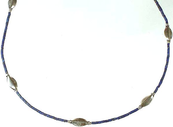 Lapis Lazuli Beaded Necklace with Sterling Beads
