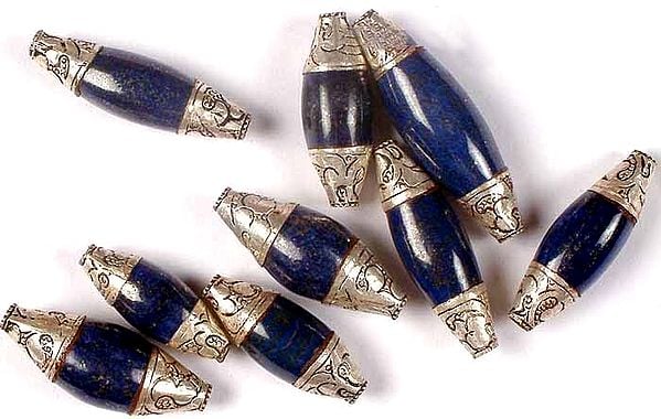 Lapis Lazuli Beads with Sterling Caps