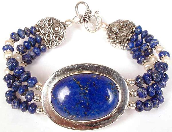 Lapis Lazuli Bracelet with Pearls
