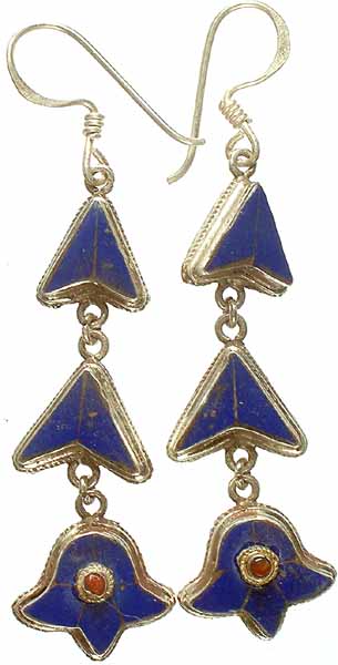 Lapis Lazuli Dangling Inlay Earrings from Nepal