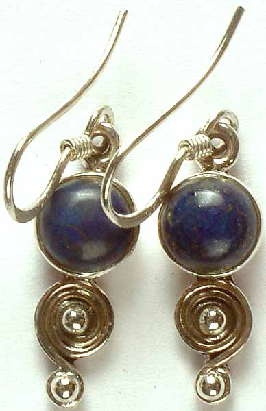 Lapis Lazuli Earrings with Spiral