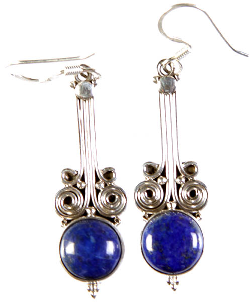 Lapis Lazuli Earrings with Spiral