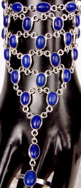 Lapis Lazuli Hathphul (Bracelet with Adjustable Ring)