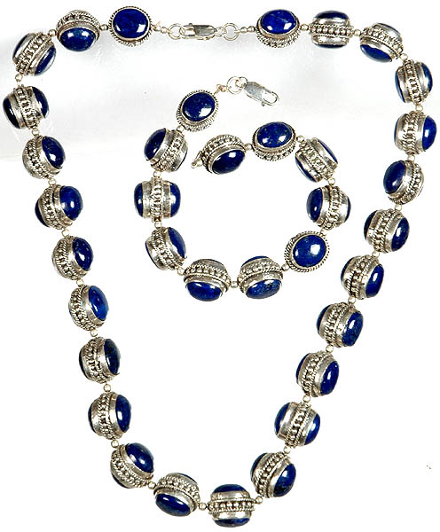 Lapis Lazuli Necklace and Bracelet Set