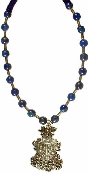 Lapis Lazuli Necklace with Auspicious Vishnu Pada
