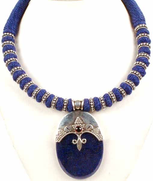 Lapis Lazuli Necklace with Matching Thread