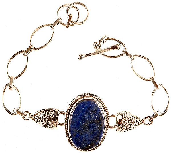 Lapis Lazuli Oval Bracelet with Lattice