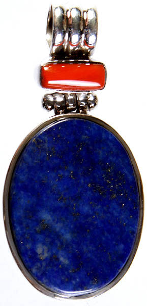 Lapis Lazuli Oval Pendant with Coral