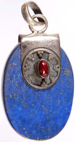 Lapis Lazuli Oval Pendant with Garnet