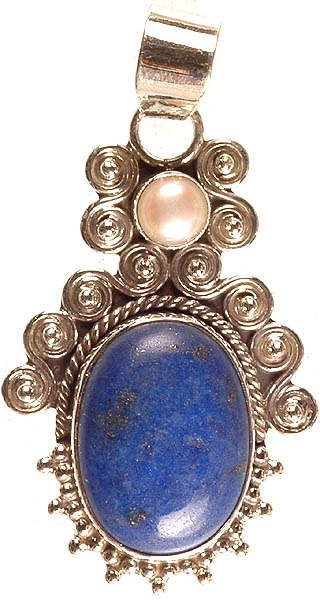Lapis Lazuli Oval Pendant with Pearl