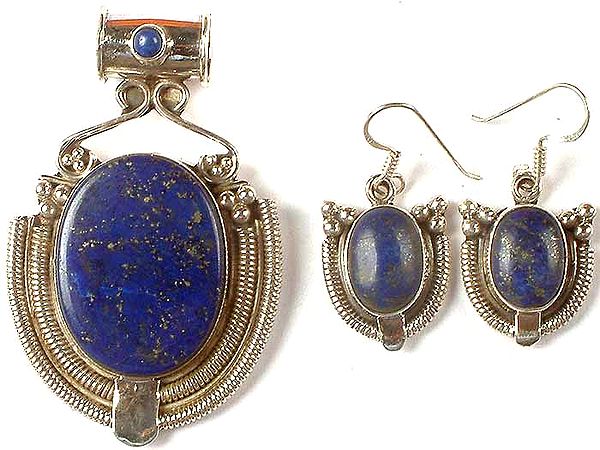 Lapis Lazuli Pendant & Earrings Set