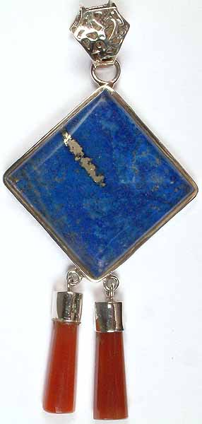 Lapis Lazuli Pendant with Carnelian Dangles
