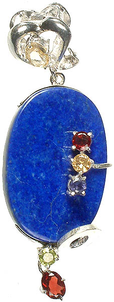 Lapis Lazuli Pendant with Faceted Gemstones