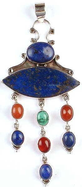 Lapis Lazuli Pendant with Gemstone Dangles