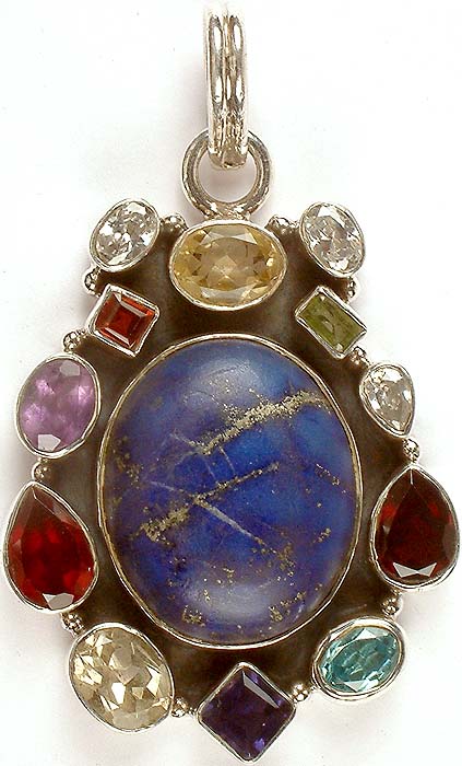 Lapis Lazuli Pendant with Gemstones