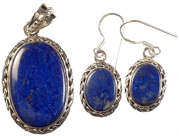 Lapis Lazuli Pendant with Matching Earrings Set