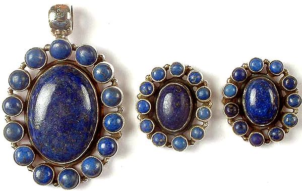 Lapis Lazuli Pendant With Matching Earrings Set