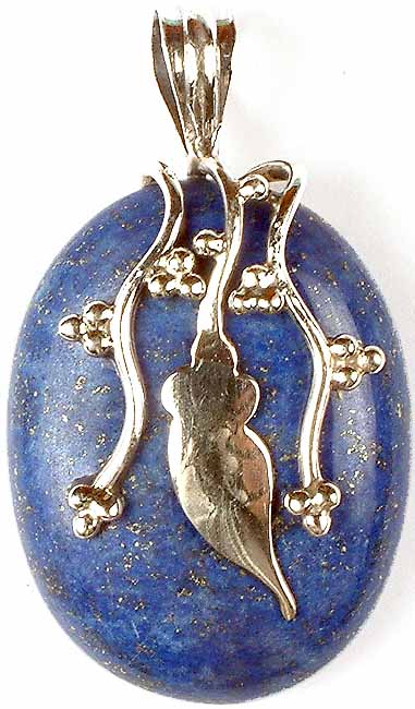 Lapis Lazuli Pendant with Sterling Vines