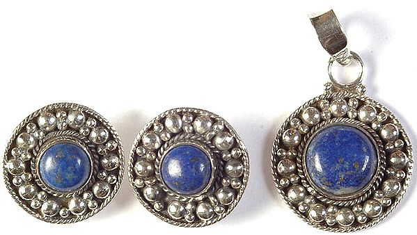 Lapis Lazuli Pendant with Tops Set