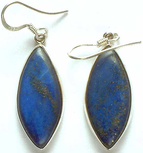 Lapis Lazuli Pointed Oval Earrings