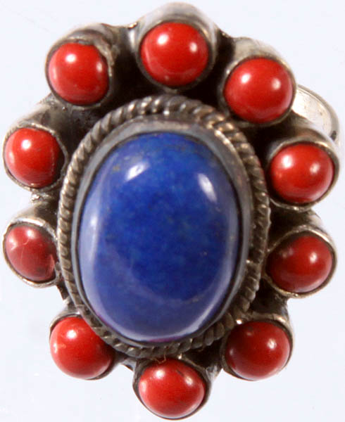 Lapis Lazuli Ring with Coral