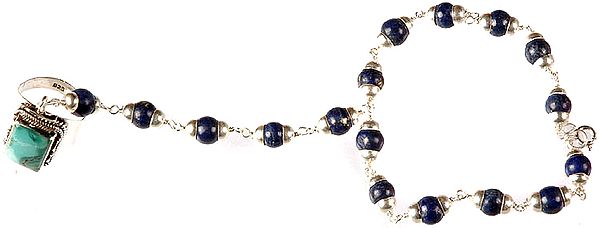 Lapis Lazuli Slave Bracelet with Turquoise Ring