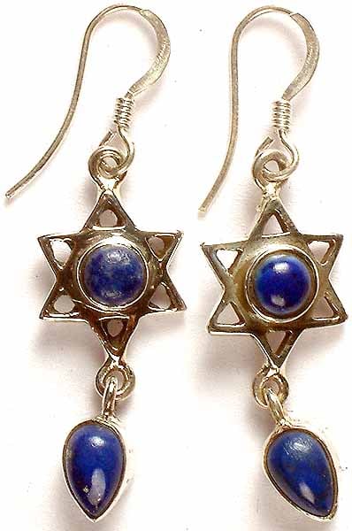 Lapis Lazuli Star Earrings with Dangle