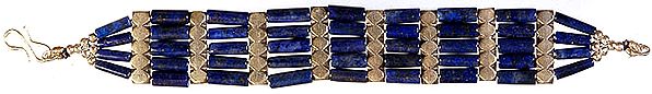 Lapis Lazuli Tubes Five Layer Beaded Bracelet