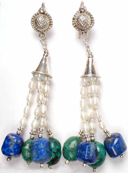 Lapis Lazuli, Turquoise and Pearl Chandeliers