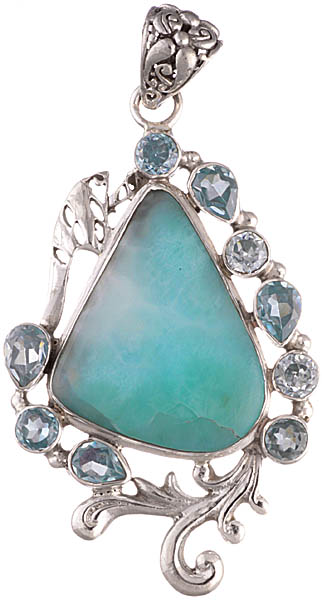 Larimar Pendant with Faceted BT