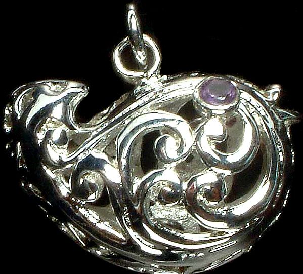 Latish Fish Pendant with Faceted Amethyst