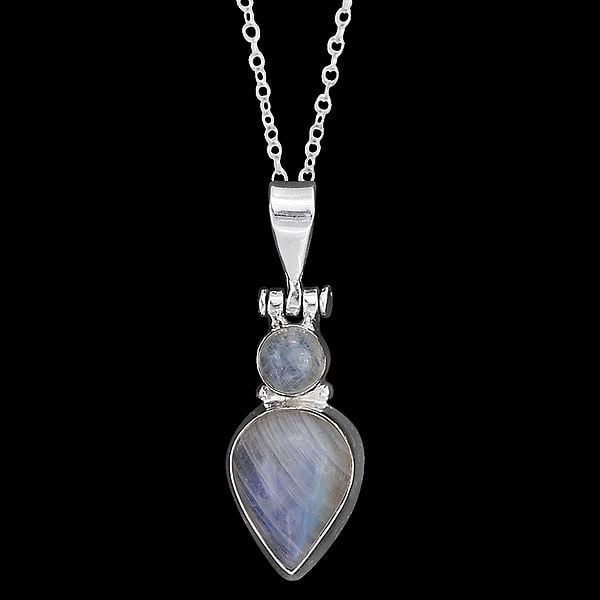 Beautifully Designed Sterling Silver Pendant with Rainbow Moonstone
