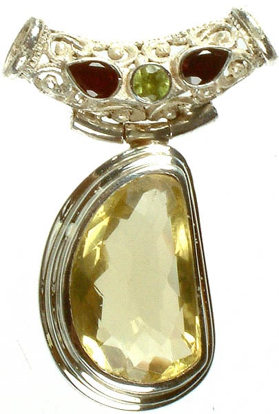 Lemon Topaz Pendant with Gemstones