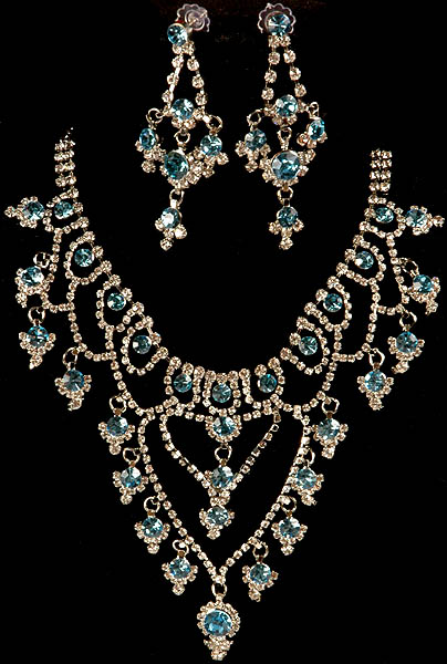 Light-Blue Necklace with Matching Earrings
