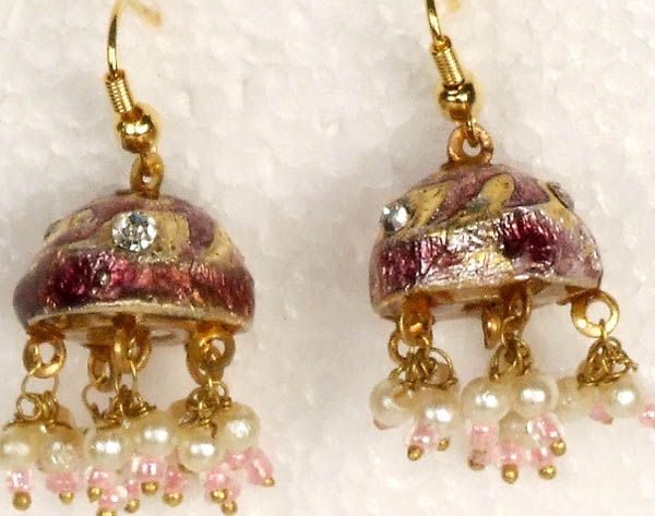 Lilac Chandelier Earrings with Gold Accent