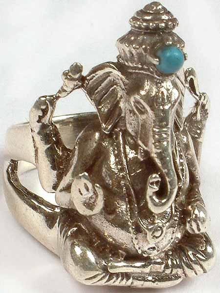 SGRS100 NATURAL LORD GANESH SILVER RING – PACK OF 5 – Silver Gallery LLP