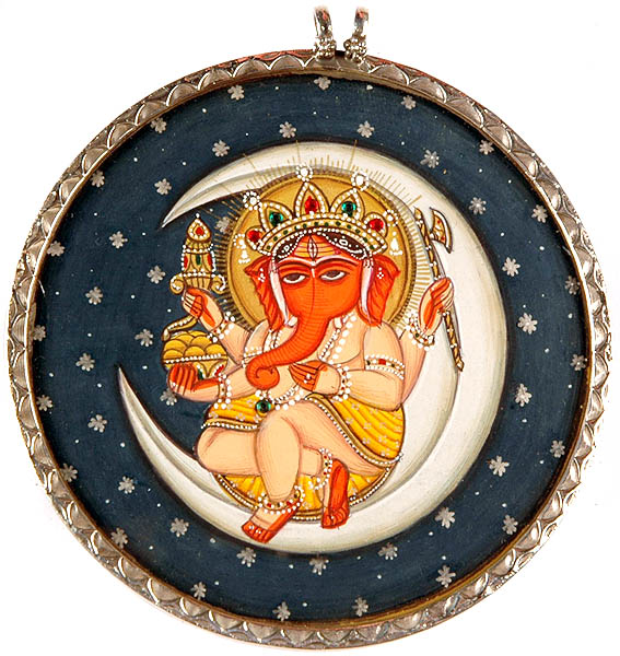 Lord Ganesha in Crescent Moon