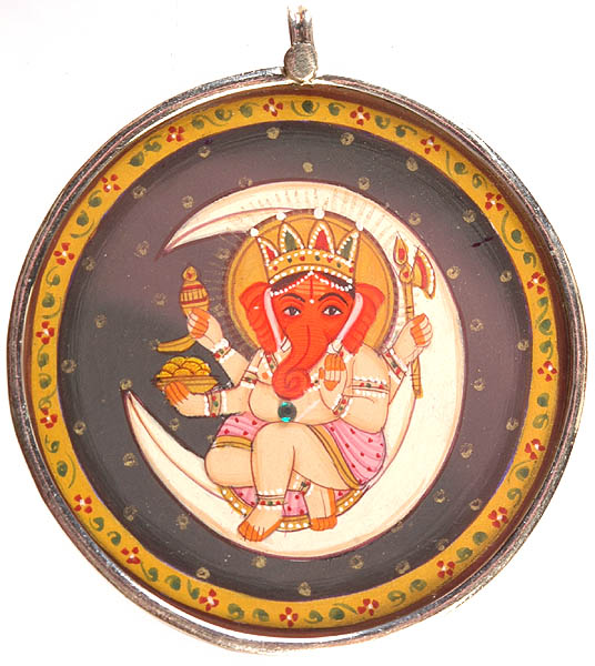 Lord Ganesha in Crescent Moon (Pendant)