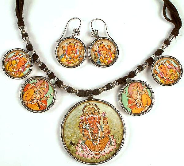 Lord Ganesha Necklace with Matching Earrings